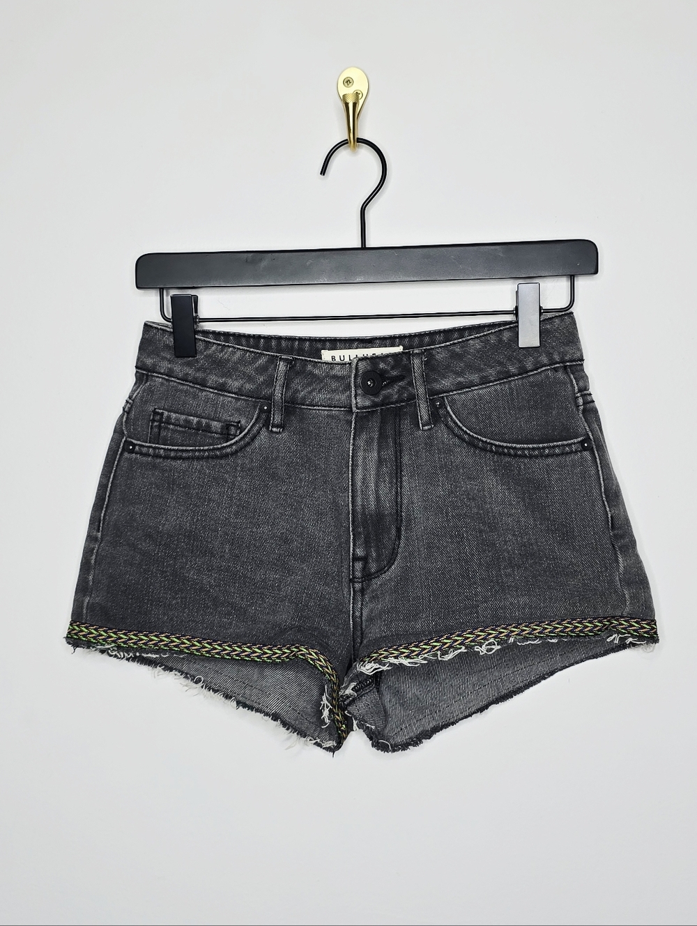 Bullhead Black High-Rise Shorts with  Chevron Trim Size 3